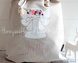 Personalised Santa Sack Angel- Natural with Flowers - Honeysuckle and Lime