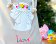 Personalised Santa Sack Angel - Natural with Flowers Merry & Bright - Honeysuckle and Lime