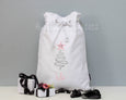 Personalised Santa Sack Christmas Tree - Natural with Flower Star - Honeysuckle and Lime