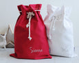 Personalised Santa Sack - Red with Calligraphy or Script Font - Honeysuckle and Lime
