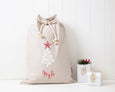Personalised Santa Sack Tree - Natural with Flowers Merry & Bright - Honeysuckle and Lime