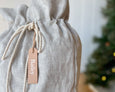 Personalised Linen Santa Sack - White with Tassel