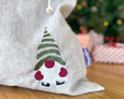 Personalised Handmade Raw Linen Santa Sack - Natural with Gnomes - Honeysuckle and Lime