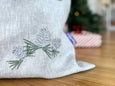 Personalised Handmade Raw Linen Santa Sack - Natural with Holly - Honeysuckle and Lime