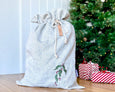 Personalised Handmade Raw Linen Santa Sack - Natural with Nutcracker - Honeysuckle and Lime
