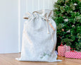 Personalised Handmade Raw Linen Santa Sack - Natural with Pine Cones - Honeysuckle and Lime