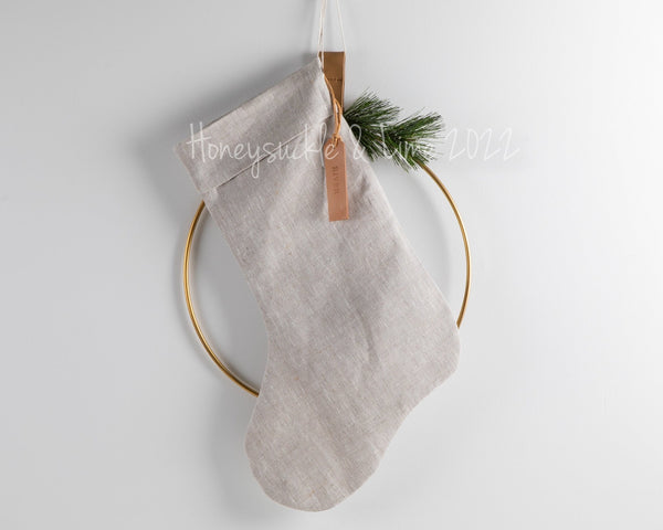 Personalised Linen Christmas Stocking - Natural - Honeysuckle and Lime