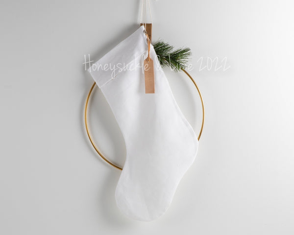 Personalised Linen Christmas Stocking - White - Honeysuckle and Lime