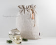 Personalised Linen Santa Sack - Natural with tassel - Honeysuckle and Lime