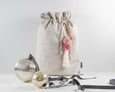 Personalised Linen Santa Sack - Natural with tassel - Honeysuckle and Lime