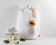 Personalised Linen Santa Sack - White with Tassel - Honeysuckle and Lime