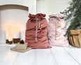 Personalised Luxury Velvet Santa Sack - Dusky Pink - Honeysuckle and Lime