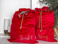 Personalised Luxury Velvet Santa Sack - Scarlet - Honeysuckle and Lime
