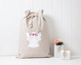 Personalised Santa Sack Angel- Natural with Flowers in Pink - Honeysuckle and Lime