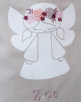 Personalised Santa Sack Angel- Natural with Flowers in Red - Honeysuckle and Lime
