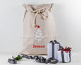 Personalised Santa Sack Christmas Tree - Natural with Scandi Star - Honeysuckle and Lime