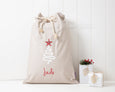 Personalised Santa Sack Christmas Tree - Natural with Scandi Star - Honeysuckle and Lime