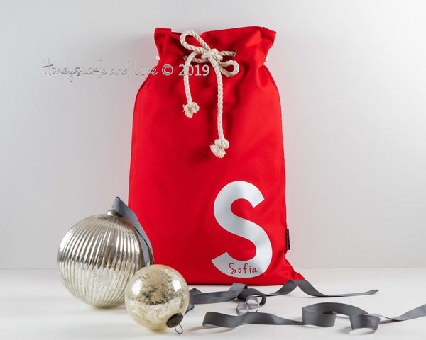 Personalised Santa Sack Letter - Red - Honeysuckle and Lime