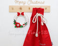 Personalised Santa Sack - Red with Calligraphy or Script Font - Honeysuckle and Lime